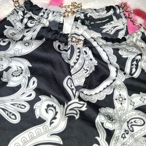 INC Paisley Print Top with Chain Straps